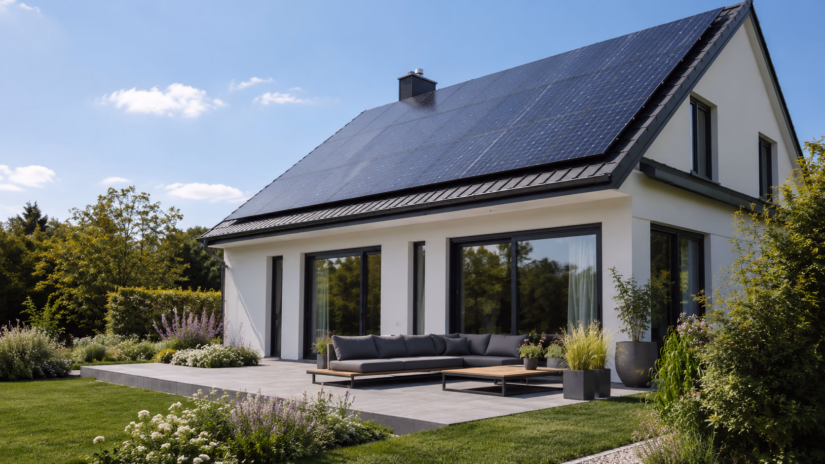 Photovoltaikanlage auf dem Dach eines Eigenheims