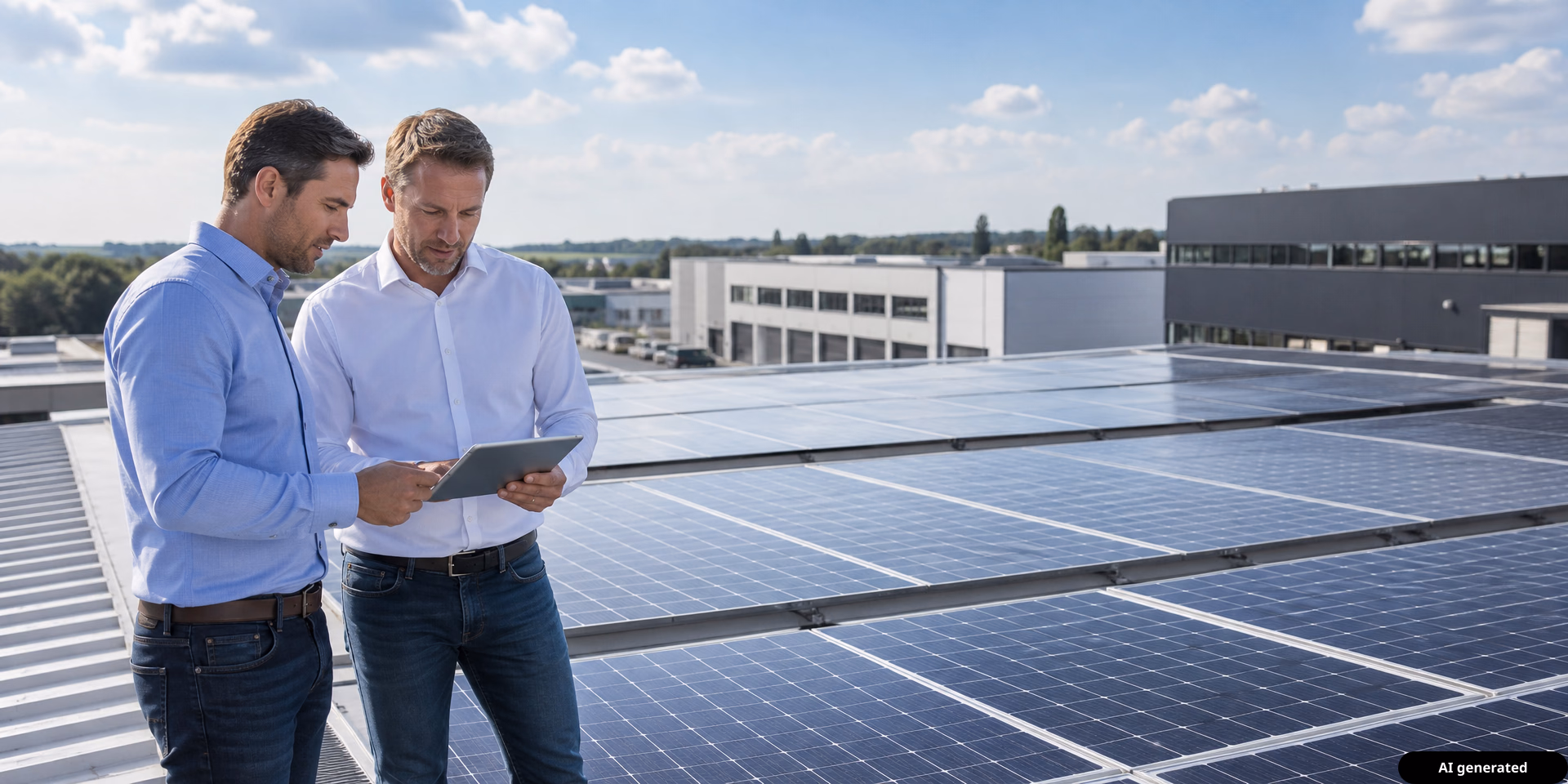 Symbolbild zu Photovoltaik für Unternehmen: Wann sich Solar auf dem Firmendach rechnet